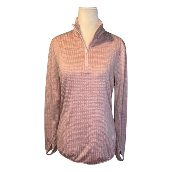 Jockey 1/4 Zip Pullover Running Jacket Mauve Pink Textured Knit Athletic S - Picture 1 of 7